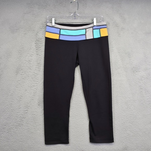 Lululemon Wunder‎ Under Crop Leggings Womens 8 Black Low Rise Skinny Yoga Active - Picture 1 of 11